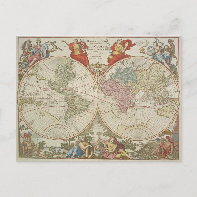 Carte Postale Mappe Monde ou Description du Globe Terrestre & Aq (Devant)