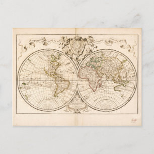Carte Postale Mappemonde a l'usage du roy (Carte du Monde de 172