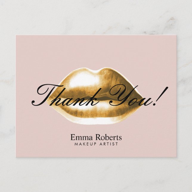 Carte Postale Maquillage Artiste Gold Lips Blush Rose Salon Merc (Devant)