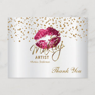 Carte Postale Maquillage Artiste Lèvres roses chaudes sur blanc