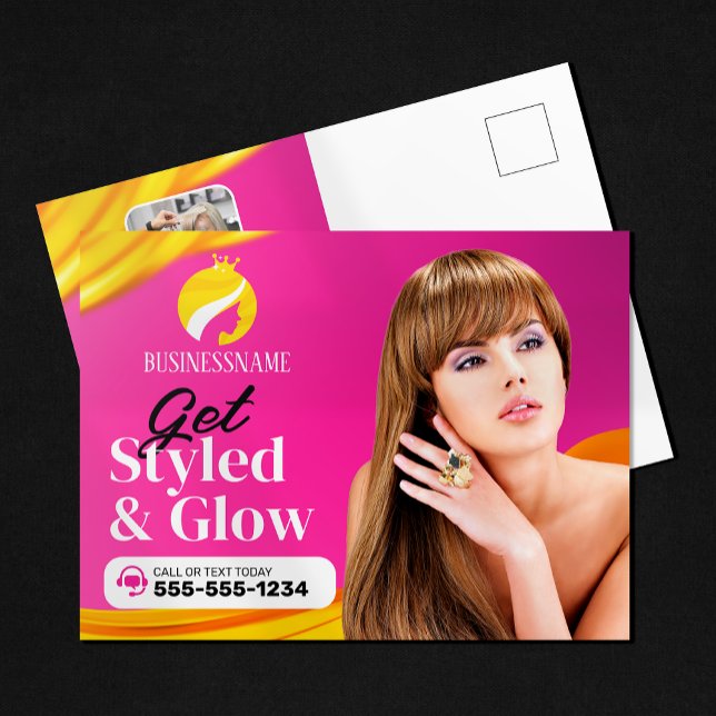 Carte Postale Maquilleuse de Salon de Coiffure Rose Attrayant (Créateur téléchargé)