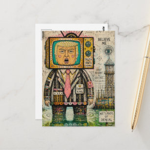 Carte Postale Marais d'algues drôle Antitrump Collage de médias 