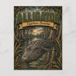 Carte Postale Marais de cyprès alligator POPCUT