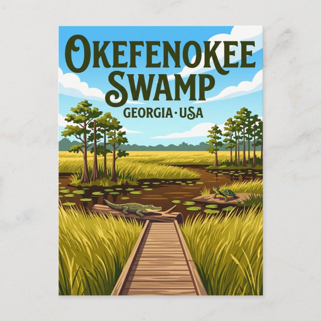 Carte Postale Marais Okefenokee USA (Devant)