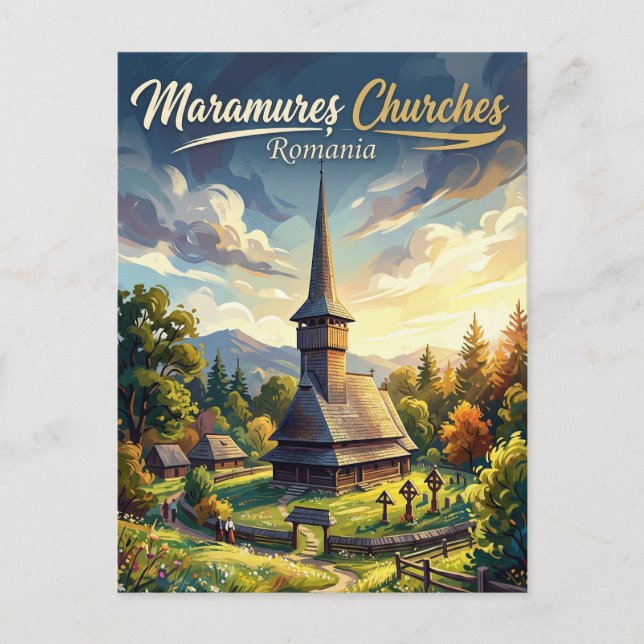 Carte Postale Maramureș Wooden Churches Romania (Devant)