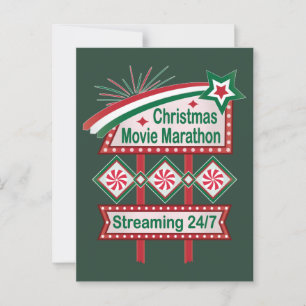 Carte Postale Marathon Rétro de Films de Noël Marquee Festive