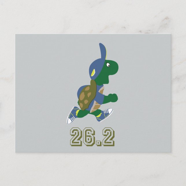Carte Postale Marathon Turtle Runner en bleu (Devant)