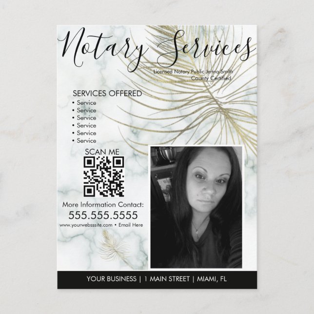 Carte Postale Marble Noyer Services Photo Business Flyer (Devant)