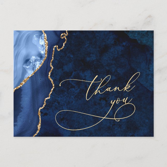 Carte Postale Marbre doré moderne Agate Mariage Merci (Devant)