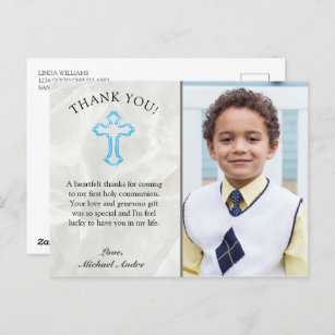 Carte Postale Marbre élégant 1er Merci de la sainte Communion