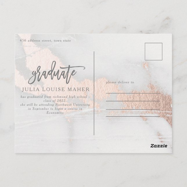 Carte Postale marbre moderne élégant photo diplôme (Dos)