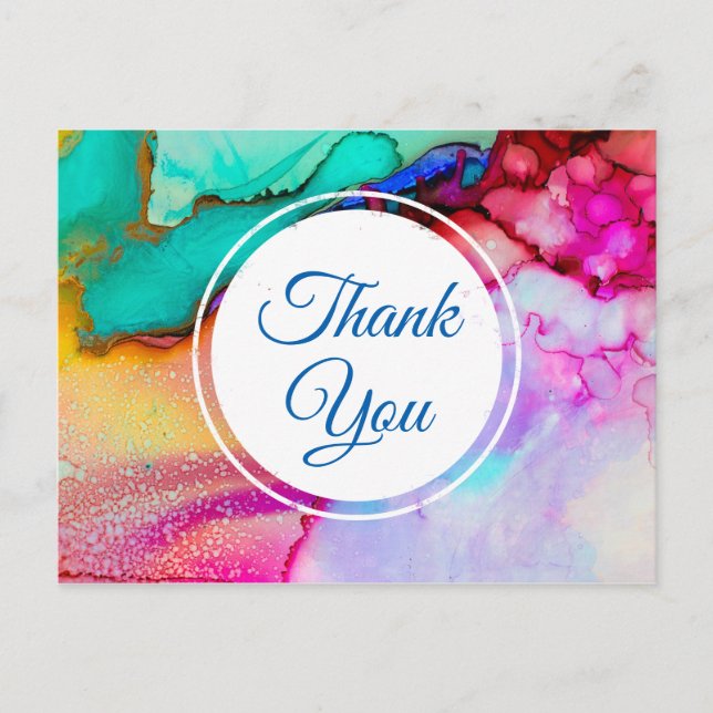 Carte Postale Marbre rose violet vert Abstrait Aquarelle (Devant)