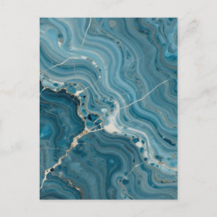 Carte Postale Marbre Veine d'Or Agate Bleue