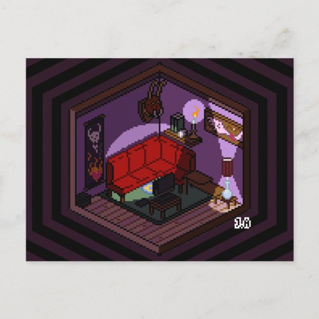 Carte Postale Marceline Vampire Salle de séjour sombre Pixel Art (Devant)