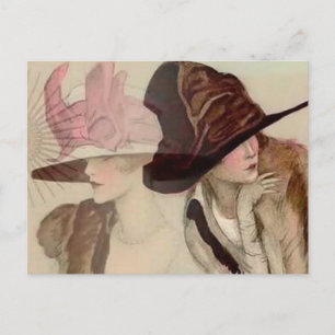 Carte Postale Marcello Dudovich Jeunes Filles aux Chapeaux Illus