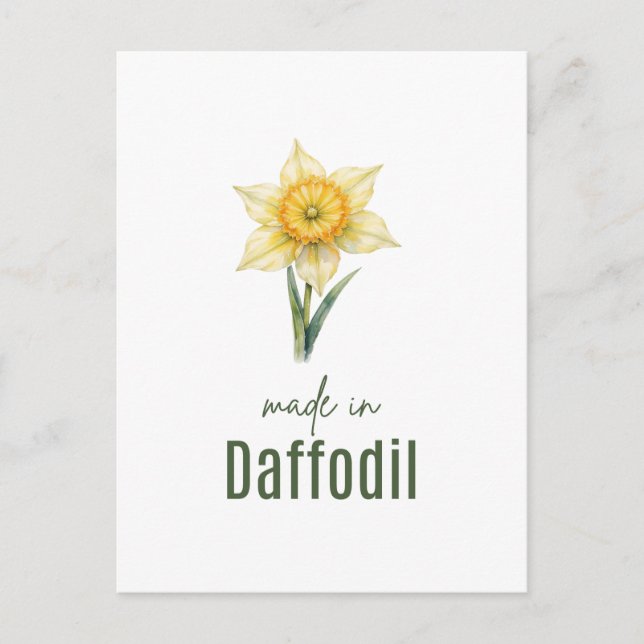 Carte Postale March Daffodil Birth Flower Wall Art Watercolor (Devant)