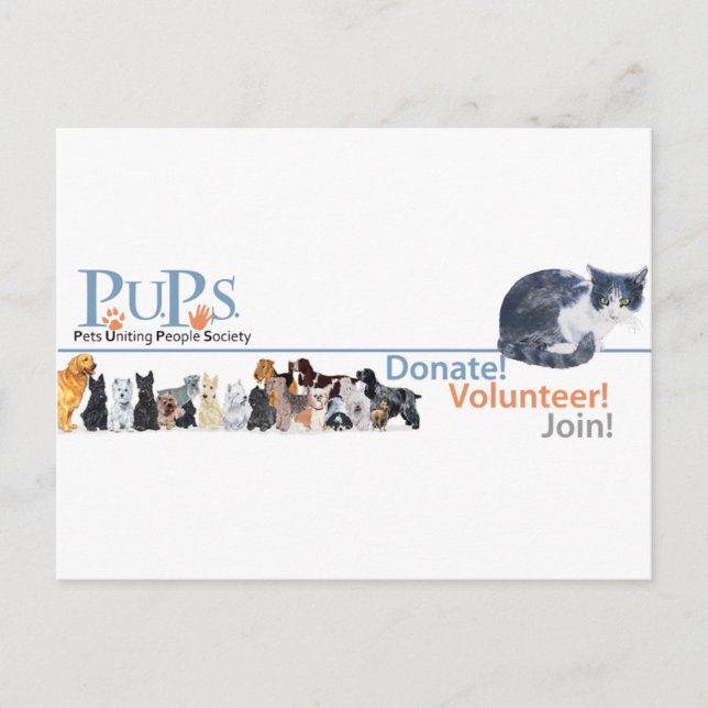 Carte Postale Marchandise de logo de PUPs avec chat en smoking (Devant)