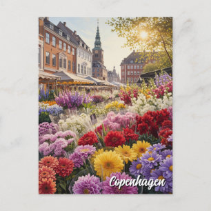 Carte Postale Marché aux fleurs de Copenhague Danemark Voyage