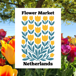 Carte Postale Marché aux fleurs Hollande Pays-Bas Tulipe jaune