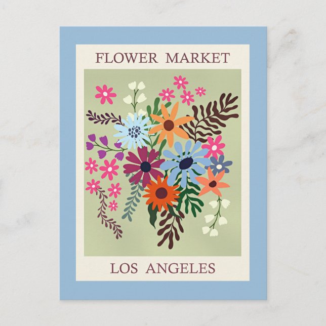 Carte Postale Marché aux Fleurs, Los Angeles, (Devant)