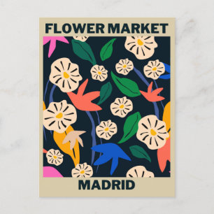 Carte Postale Marché aux fleurs tropicales colorées de Madrid