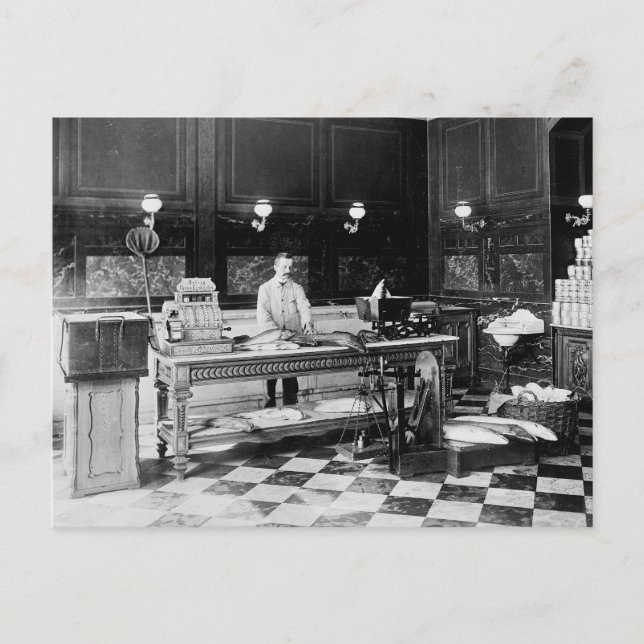 Carte Postale Marché aux poissons, 1895 (Devant)