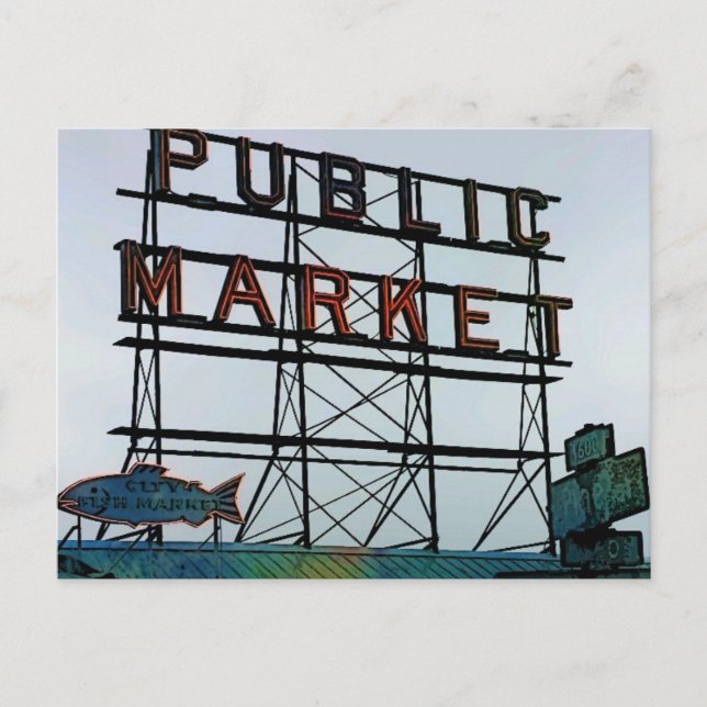 Carte Postale Marché aux poissons de Seattle (Devant)