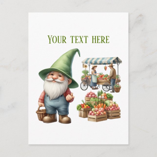 Carte Postale Marché aux puces cool gnome de marché fermier  (Devant)