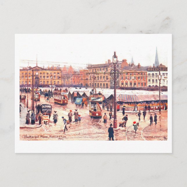 Carte Postale Marché aux Puces, Nottingham, (Devant)