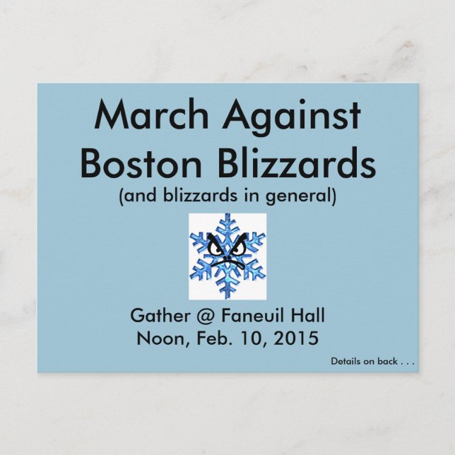 Carte Postale Marche contre les Blizzards de Boston 2015 ! ! (Devant)