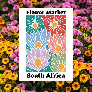 Carte Postale Marché de fleurs d'Afrique du Sud Protéas colorés