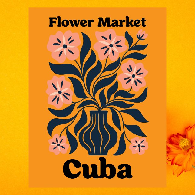 Carte Postale Marché de fleurs de Cuba Potée fleurie et feuillag (Cuba Flower Market Potted Blossom & Dark Foliage Postcard
)
