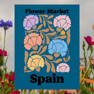 Carte Postale Marché de fleurs d'Espagne Carnation Florale Color