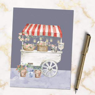 Carte Postale Marché de fleurs nocturnes Art aquarelle Cottageco