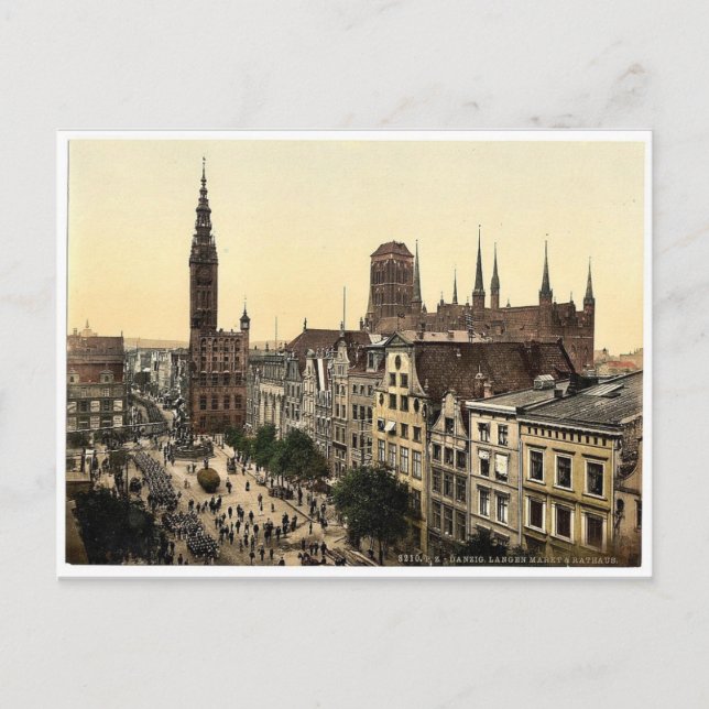 Carte Postale Marché de Langen et palais de justice, Danzig, Pru (Devant)