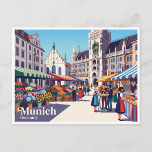 Carte Postale Marché de Marienplatz Munich Allemagne