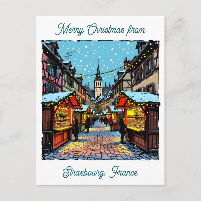 Carte Postale Marché de Noël de Strasbourg, France  (Devant)