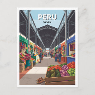 Carte Postale Marché de San Pedro, Pérou Cusco Souvenir