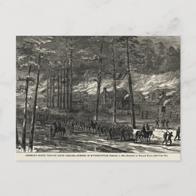 Carte Postale Marche de Sherman vers la mer à travers la Carolin (Devant)