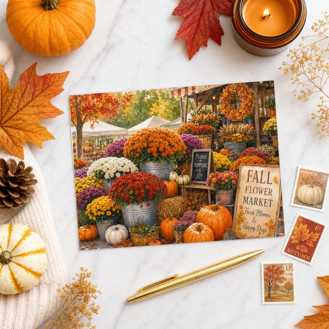 Carte Postale Marché des citrouilles et des chrysanthèmes d'auto (Créateur téléchargé)