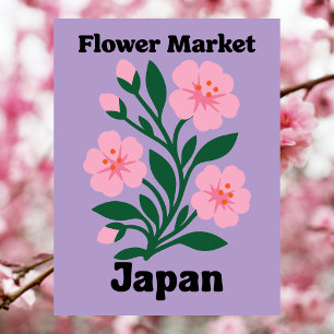 Carte Postale Marché des Fleurs du Japon Cerisier Rose
