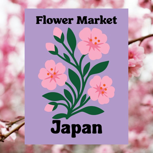 Carte Postale Marché des Fleurs du Japon Cerisier Rose (Japan Flower Market Pink Cherry Blossom Postcard
)