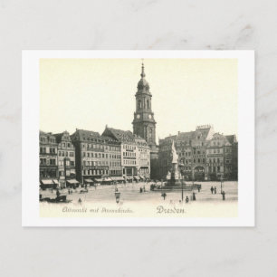 Carte Postale Marché et église, Dresde Allemagne 1908 Vintage
