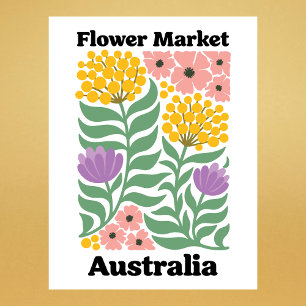 Carte Postale Marché Fleuriste Australie Mimosa Fleur Rose