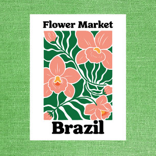 Carte Postale Marché Fleurs Brésil Orchidée Pêche Tropical