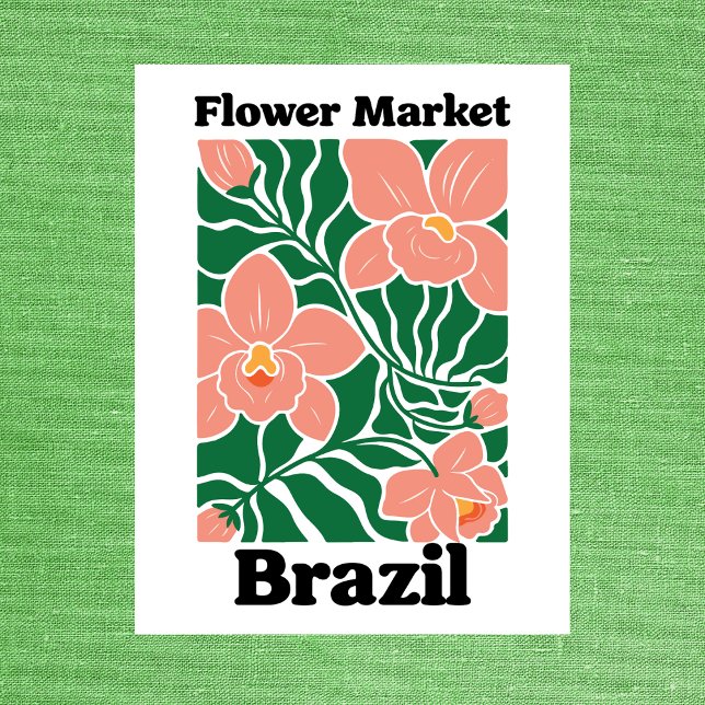Carte Postale Marché Fleurs Brésil Orchidée Pêche Tropical (Brazil Flower Market Peach Orchid Tropical Postcard
)
