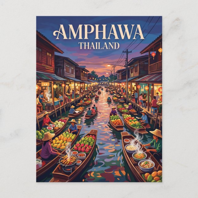 Carte Postale Marché flottant d'Amphawa Thaïlande (Devant)