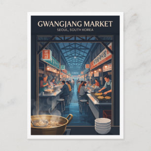 Carte Postale Marché Gwangjang Séoul Corée du Sud Voyage