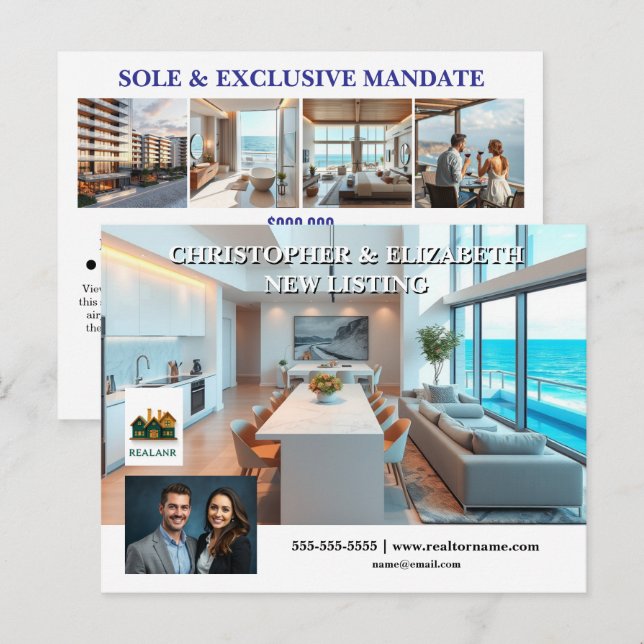 Carte Postale Marché immobilier publicité modifier logo photo (Devant / Derrière)