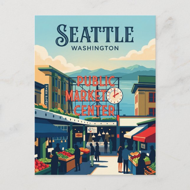 Carte Postale Marché Pike Place Washington (Devant)